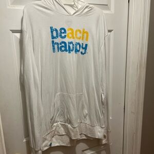 White Hoodie with 'Beach Happy' Print